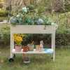 Gardenised Mobile Planter Raised Garden Bed Rectangular Flower Cart with Shelf QI003909
